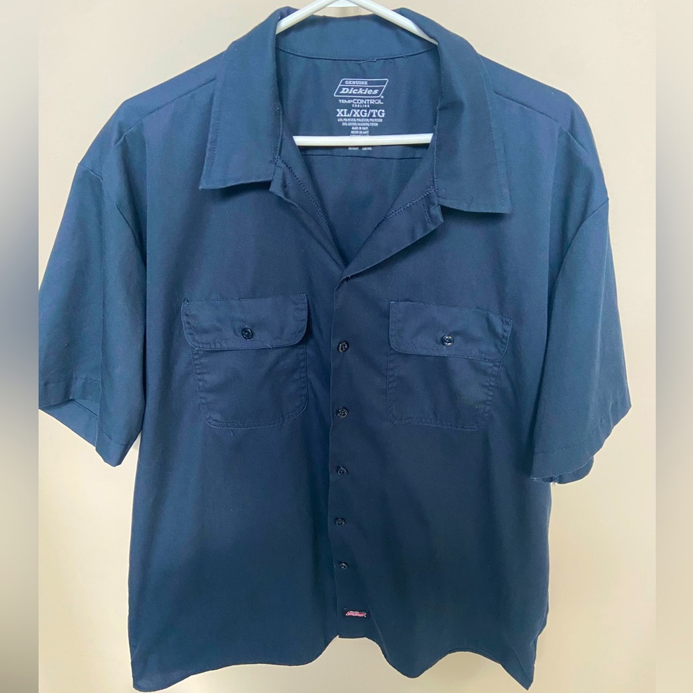 Dickies Navy Blue Short Sleeve Button-Down Work Shirt Workwear